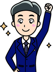  男性会社員サラリーマンのやる気ガッツポーズ