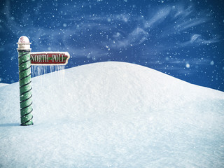 3D rendering of a north pole sign.