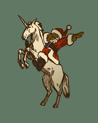 Santa riding unicorn and dabbing, too cool for you