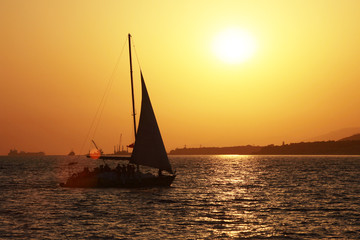 bronze sunset over the sea