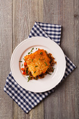 Cottage pie with beef and potatoes