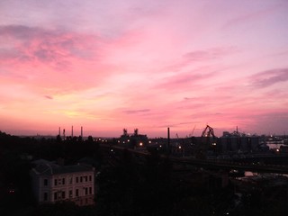sunset over the city