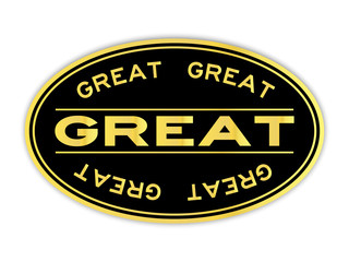 Black and gold color sticker in word great on white background