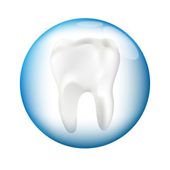 Healthy tooth with glowing effect, teeth whitening concept