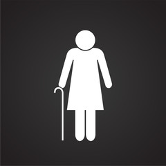 Grand mother figure on black background icon