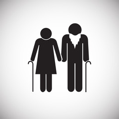 Elder couple on white background icon