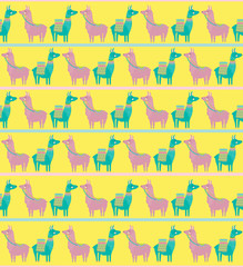Seamless pattern with cute llamas.  Editable vector illustration