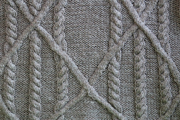 Cable knit aran gray background