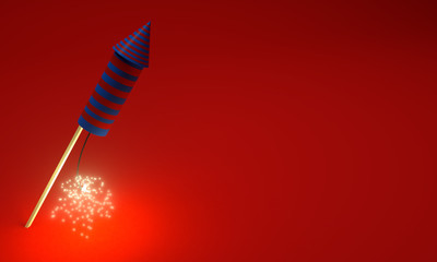 Fireworks Rocket with Burning Cord Background