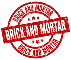 brick and mortar round red grunge stamp