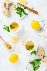 Ginger tea in a cup for flu cold winter days