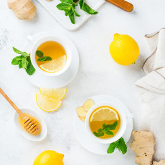 Ginger tea in a cup for flu cold winter days