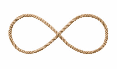 Symbol of infinity -Rope in the shape of a number eight isolated on white background, included...