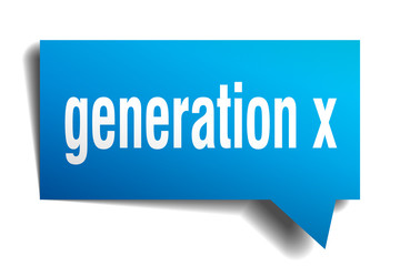 generation x blue 3d speech bubble