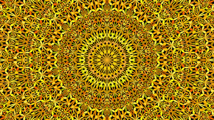 Orange floral ornate mandala background design - abstract ethnic vector ornament wallpaper graphic