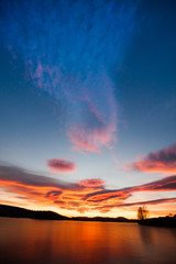 beautiful sunset at the frozen lake