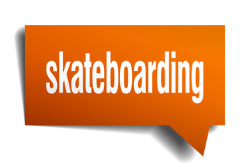 skateboarding orange 3d speech bubble