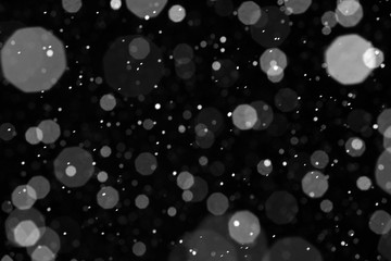 Real falling snow on a black background