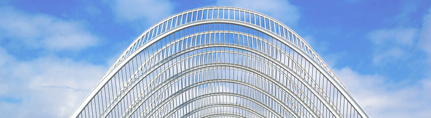 Futuristic architecture abstract white and blue construction.