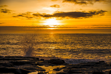 Obraz premium Dawn at the coastline of Craster, Northumberland 