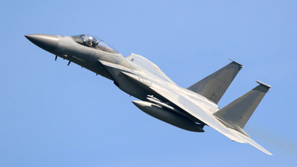 Fototapeta na wymiar American air force military fighter jet aircraft in flight