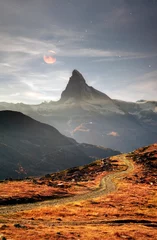 Crédence de cuisine en verre imprimé Cervin Matterhorn slopes in autumn