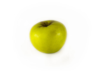 Green apple with leaf isolated on a white background