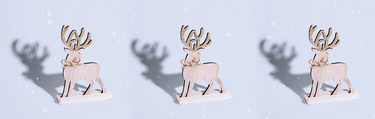 Obraz na płótnie Canvas Cute reindeer chrismas decoration on bright background.