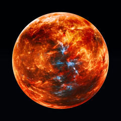 Fiery red exoplanet abstract render
