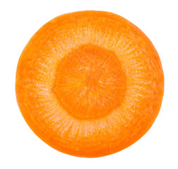 Carrot slice. Carrot top view. Perfectly retouched top view of carrot isolated on white.