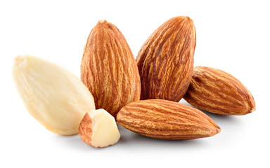 Almonds. Almond isolated on white. Full depth of field.