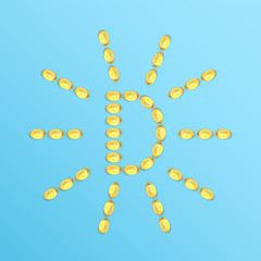 Vitamine D backgraund. Gel pills