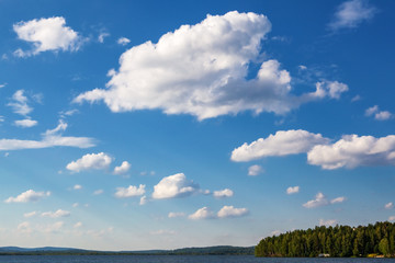 Evening gradient sky with Cumulus clouds