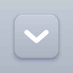 Down, gray vector button with white icon