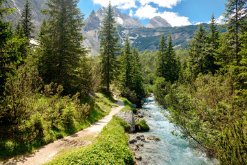 Obraz premium Gebirgsbach am Wanderweg