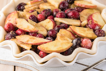 Cranberry and apple filling for holiday pie.