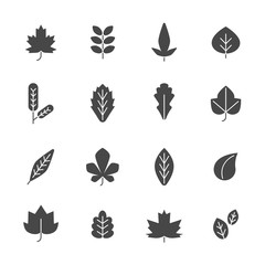Black leaves. Vector symbols of autumn plants. Illustration of leaf autumn collection