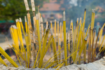 incense sticks in temple in vietnam