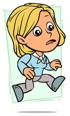Cartoon running blonde girl character
