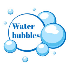 Blue air bubbles from water or chewing gum, foam. Templates for dialogs and messages, prices and discounts. Isolated white background. EPS10 vector illustration.