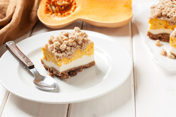 A slice of pumpkin cake 
