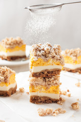 Pumpkin cake dusted with icing sugar