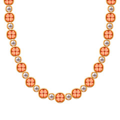 Chunky chain golden necklace or bracelet with pearl beads.