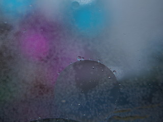 Abstract photography. Multi-colored circles. Drop of oil.