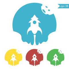 Spaceship logo set, colored, vector