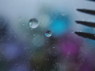 Abstract photography. Multi-colored circles. Drop of oil.