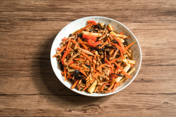 Chinese traditional food, Stir-fried Pork Strips in Fish Sauce