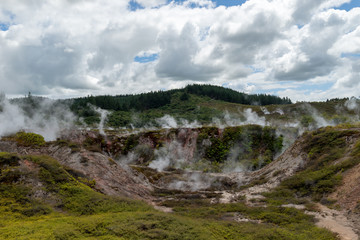landscape with volcanic steams