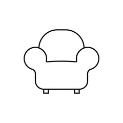 Sofa, couch line icon, outline vector sign, linear style pictogram isolated on white. Furniture symbol, logo illustration