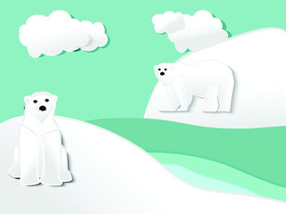Two polar bear paper cut